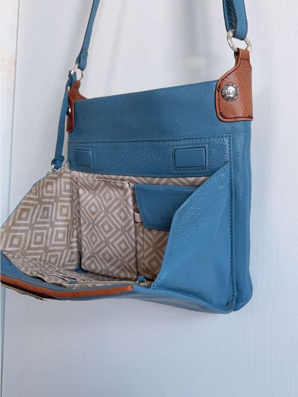 Brighton Pretty Tough Royce Crossbody Shoulder Bag Purse turquoise - Picture 4 of 14
